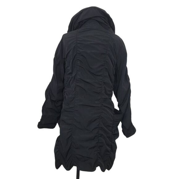 Sun Kim Sydney Parachute Jacket Womens Small Black Ruched Full Zip Lagenlook - Picture 3 of 12